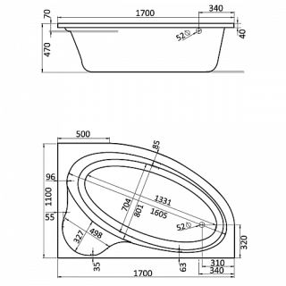 Панель фронтальная для акриловой ванны Santek Эдера 170х110 R 1WH112209